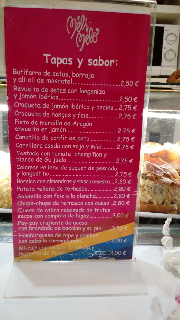 meli melo carta menu zaragoza spain españa saragossa